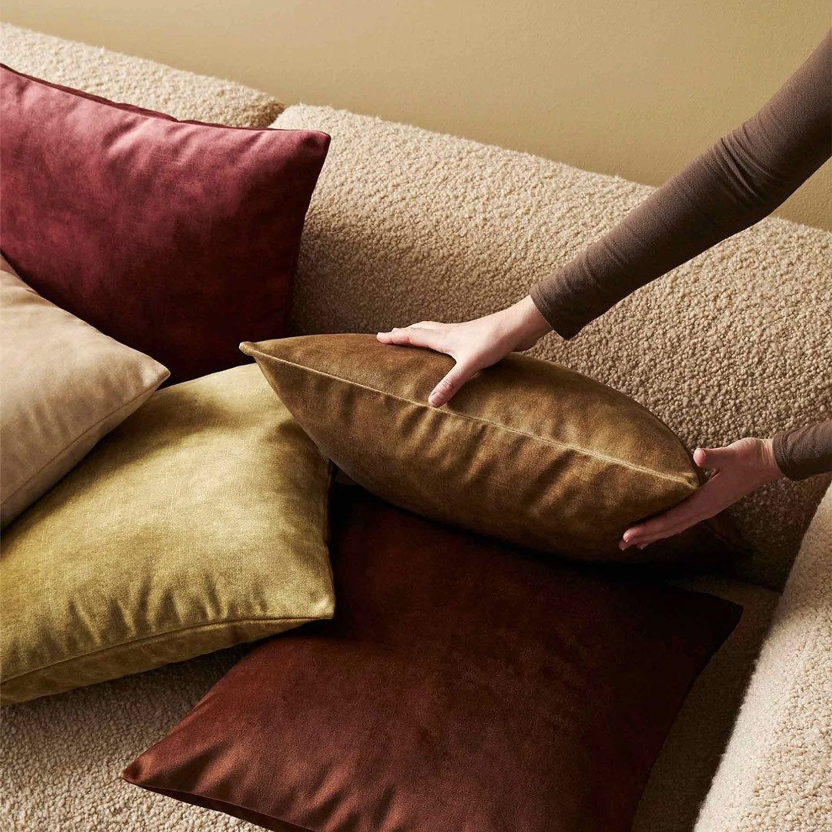 Weave Home Ava Velvet Cushion - Burnish | 50 x 50cm gallery detail image