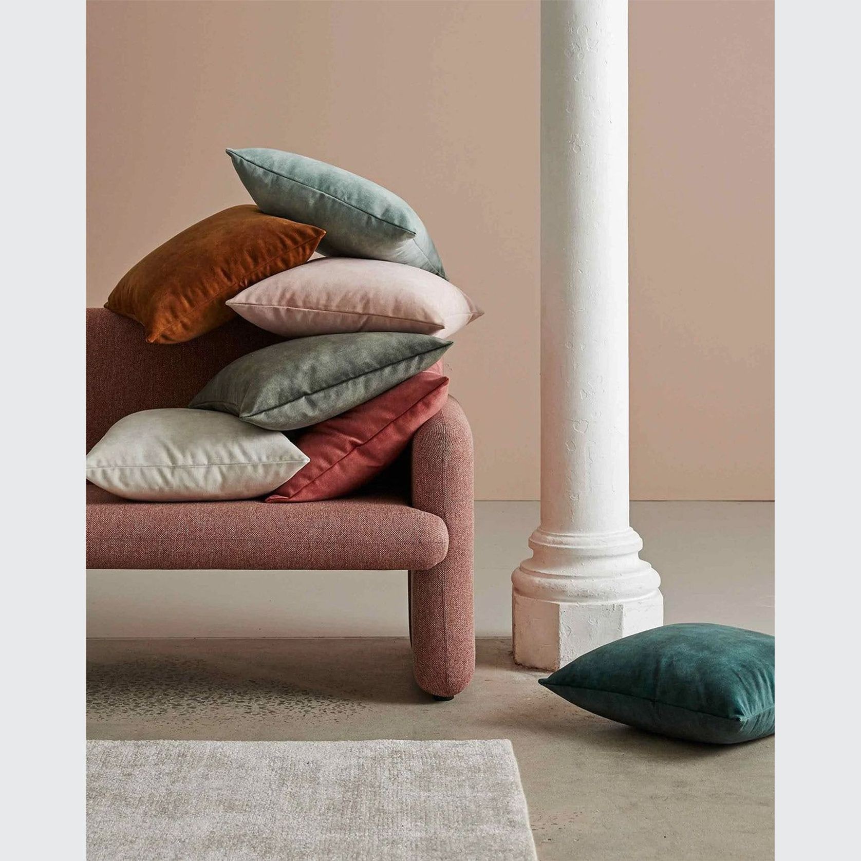 Weave Home Ava Velvet Cushion - Blush | 50 x 50cm gallery detail image