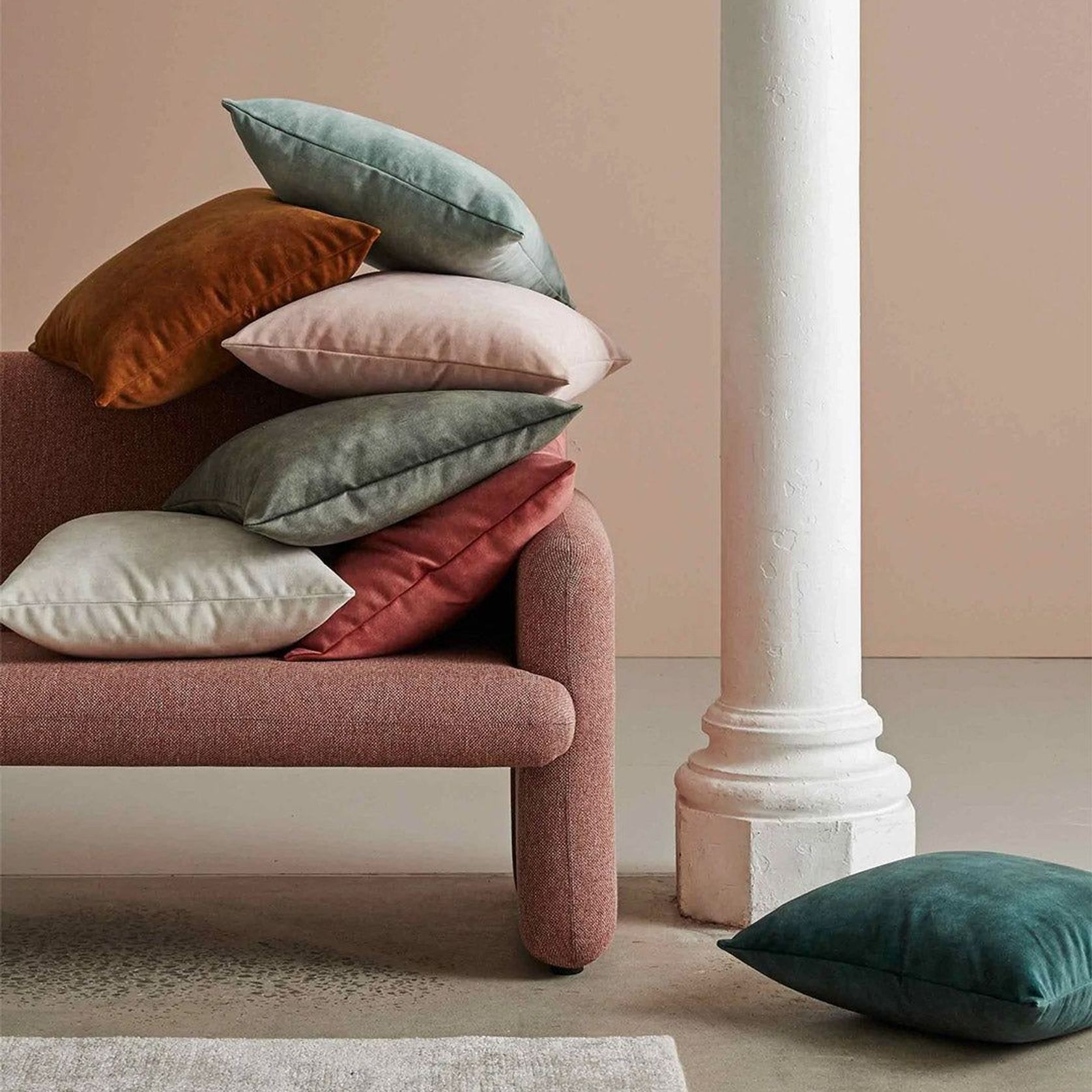 Weave Home Ava Velvet Cushion - Blush | 50 x 50cm gallery detail image