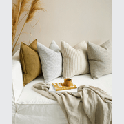 Baya Sandridge Cushion - Off White/Lead | 100% Linen gallery detail image
