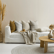 Baya Sandridge Cushion - Off White/Lead | 100% Linen gallery detail image