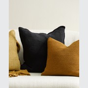 Baya Flaxmill Handwoven Linen Cushion - Black gallery detail image