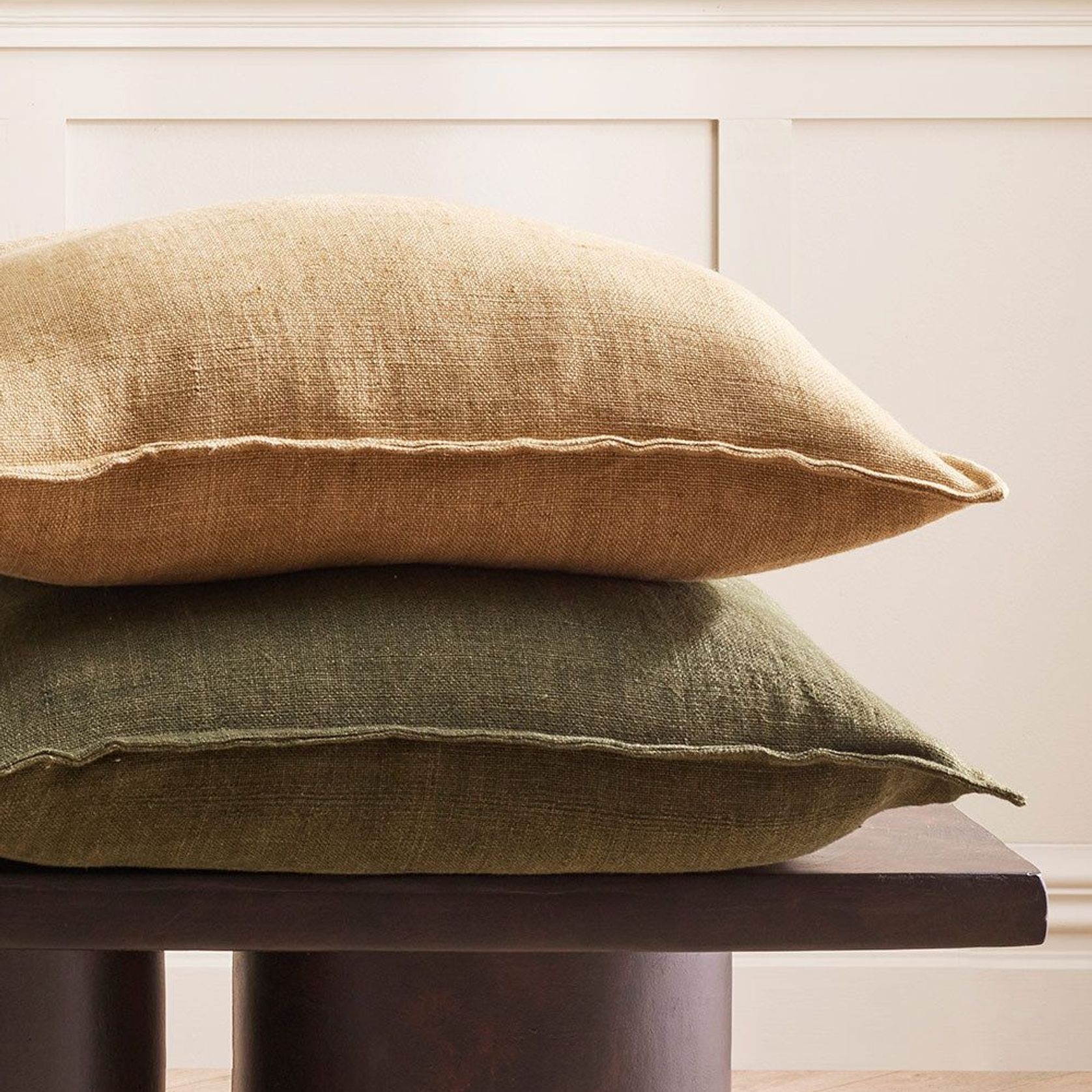 Baya Flaxmill Handwoven Linen Cushion - Fenugreek | Two Sizes gallery detail image