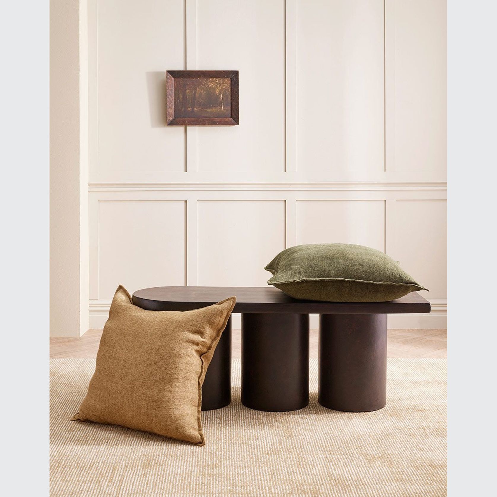 Baya Flaxmill Handwoven Linen Cushion - Fenugreek | Two Sizes gallery detail image