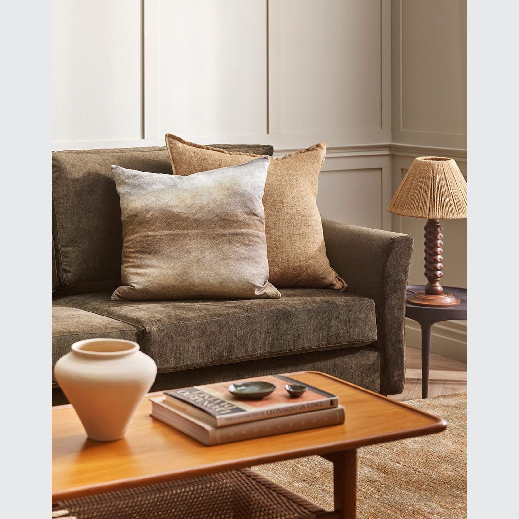 Baya Flaxmill Handwoven Linen Cushion - Fenugreek | Two Sizes gallery detail image