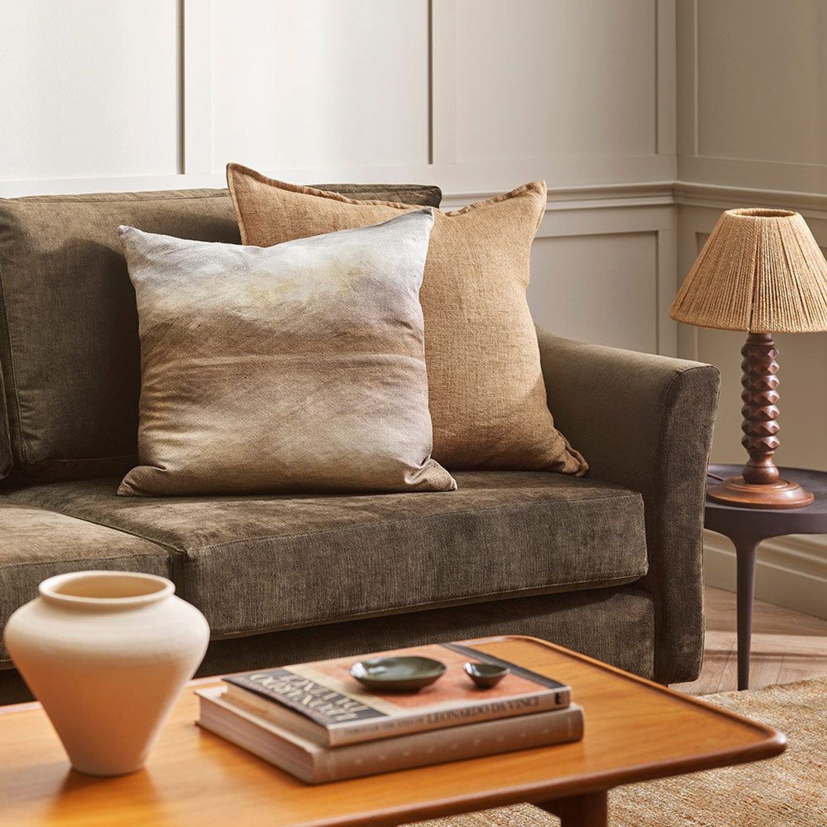 Baya Flaxmill Handwoven Linen Cushion - Fenugreek | Two Sizes gallery detail image