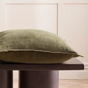 Baya Flaxmill Handwoven Linen Cushion - Winter Moss | Two Sizes gallery detail image