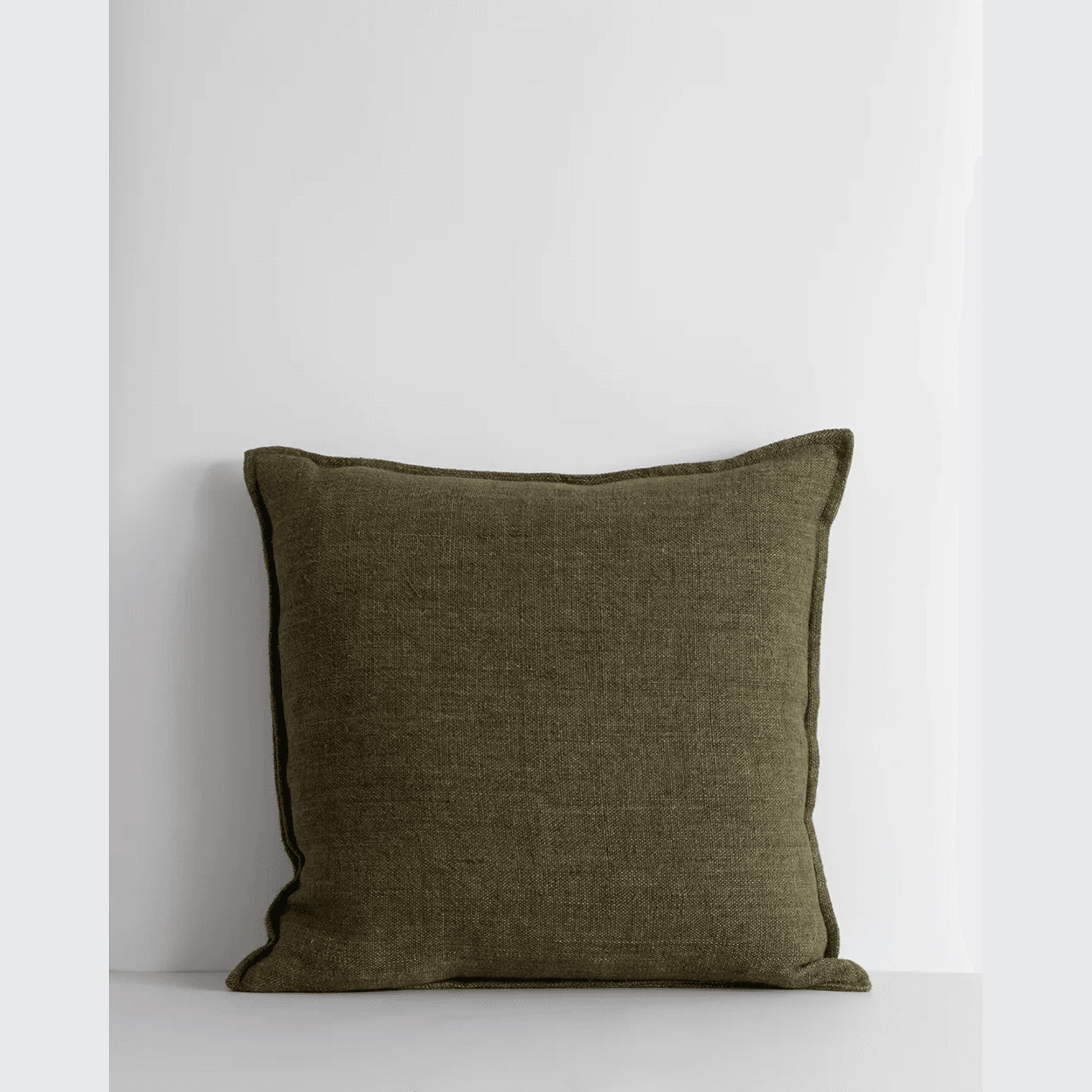 Baya Flaxmill Handwoven Linen Cushion - Winter Moss | Two Sizes gallery detail image