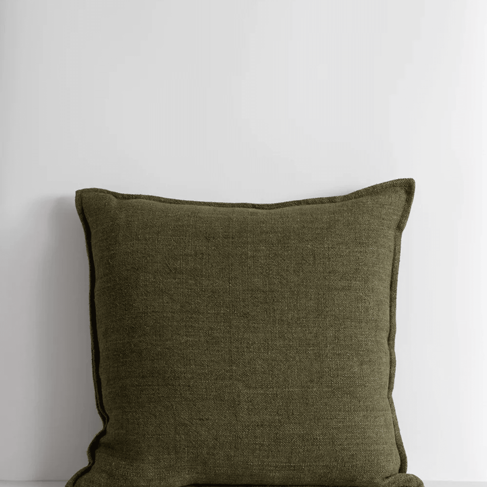 Baya Flaxmill Handwoven Linen Cushion - Winter Moss | Two Sizes gallery detail image