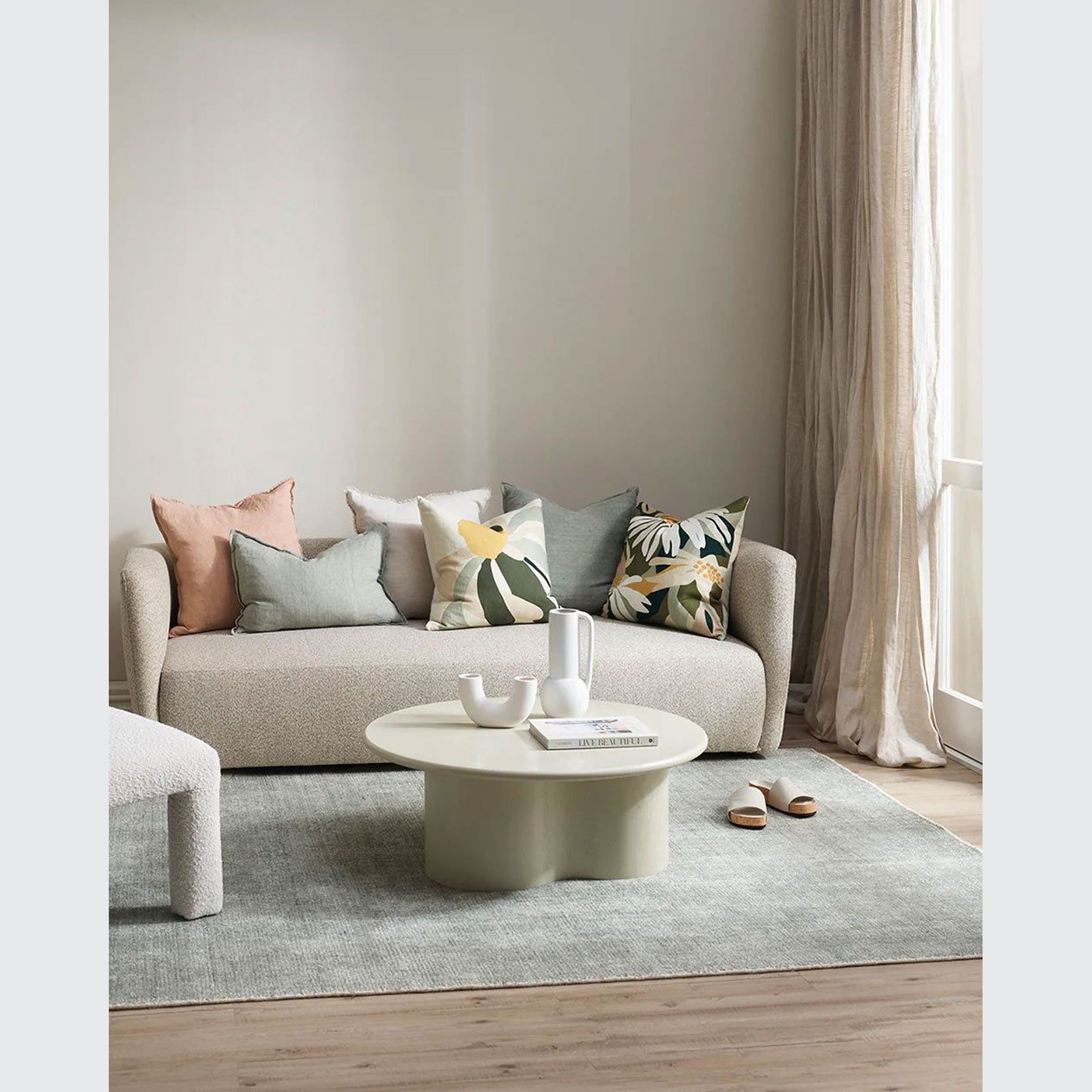 Baya Arcadia Handwoven Linen Cushion - Sage | Lumbar gallery detail image