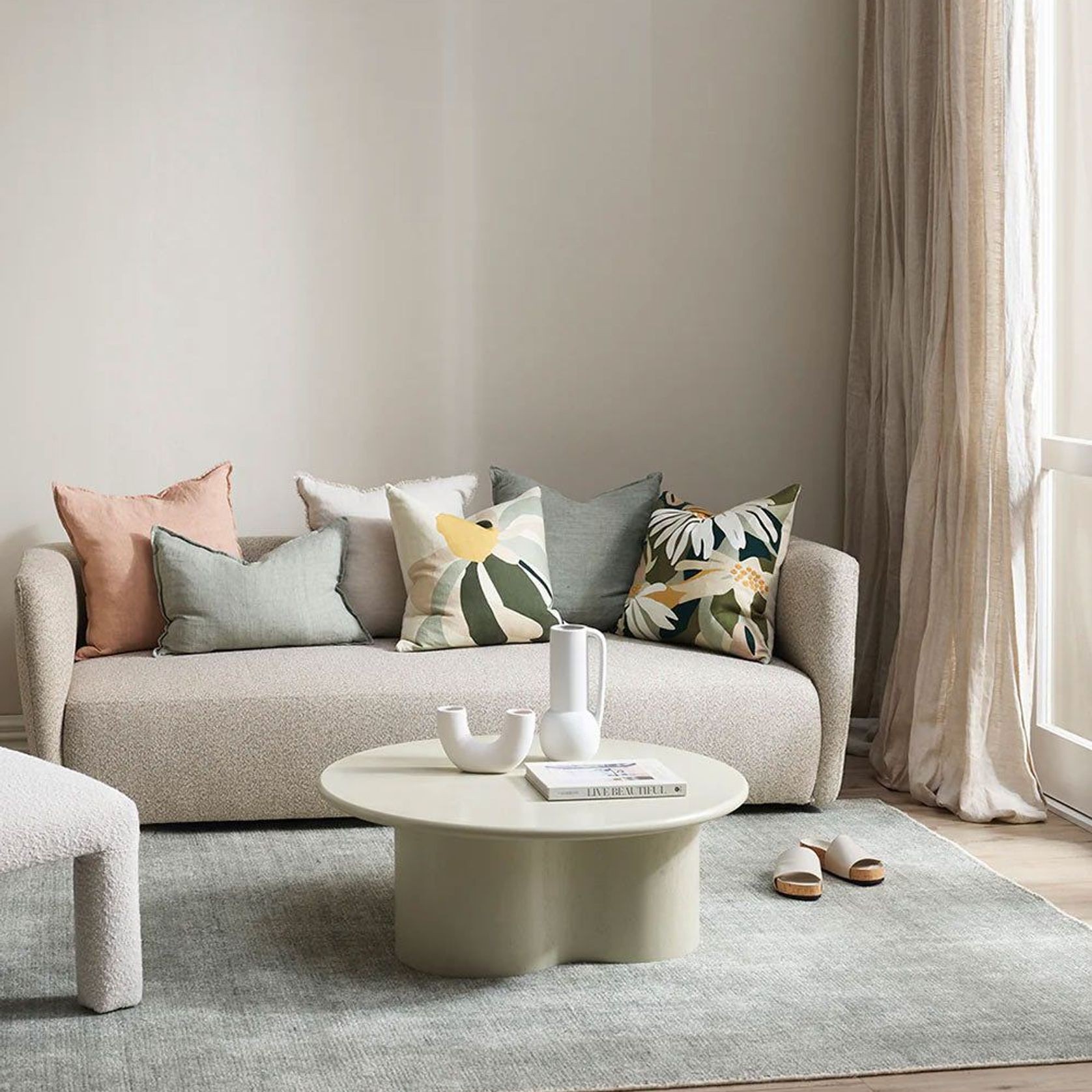 Baya Arcadia Handwoven Linen Cushion - Sage | Lumbar gallery detail image