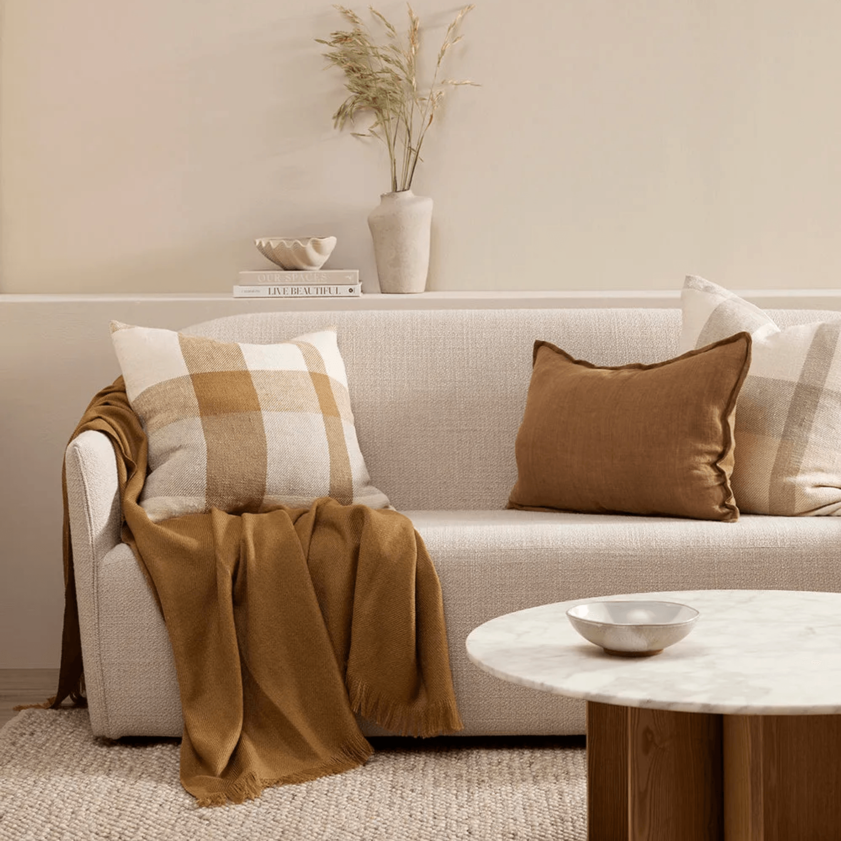 Baya Arcadia Handwoven Linen Cushion - Cumin | Lumbar gallery detail image