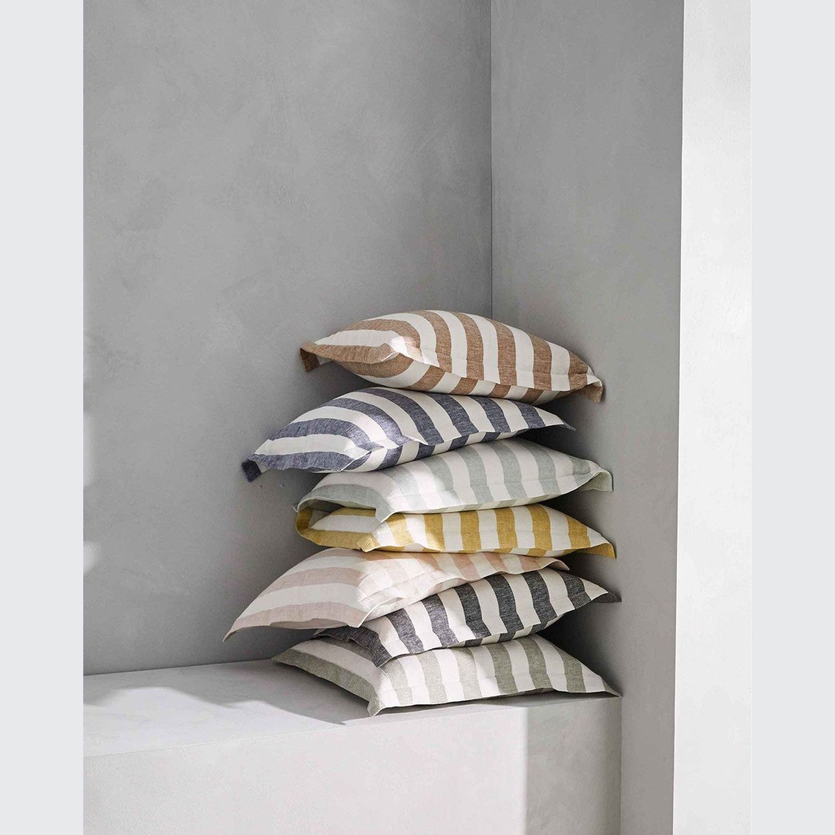 Weave Home Vito Striped Linen Cushion - Ocean | 50 x 50cm gallery detail image