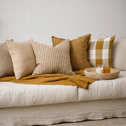 Baya Sandridge Cushion - Linen/Ochre | 100% Linen gallery detail image