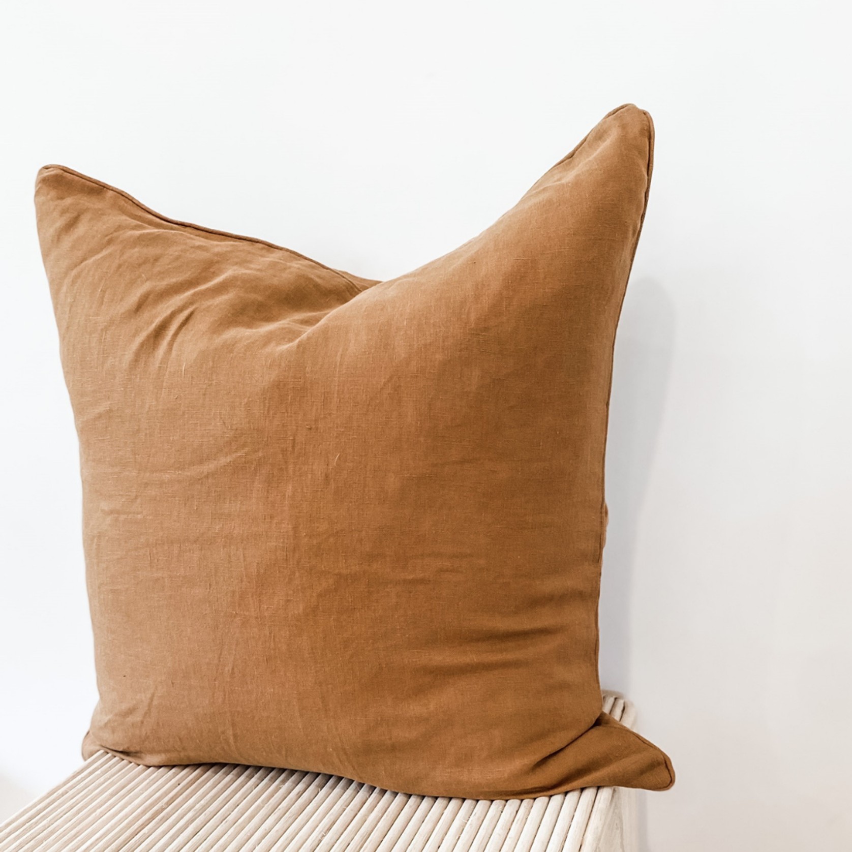 100% French Flax Linen Feather filled Cushion- Ginger gallery detail image