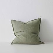 Weave Home European Linen Como Cushion - Olive | Three Sizes gallery detail image