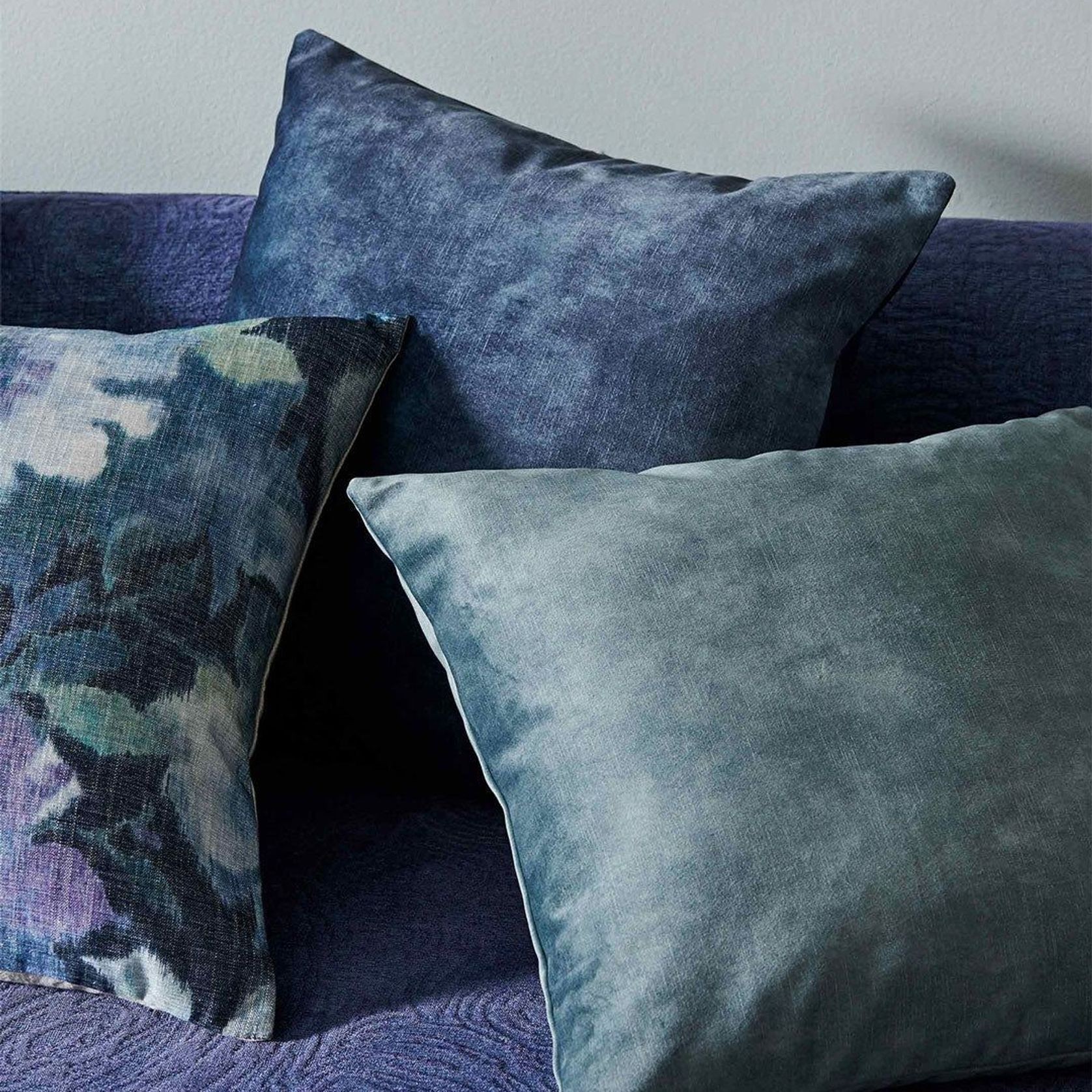 Weave Home Ava Velvet Cushion - Aqua | 50 x 50cm gallery detail image
