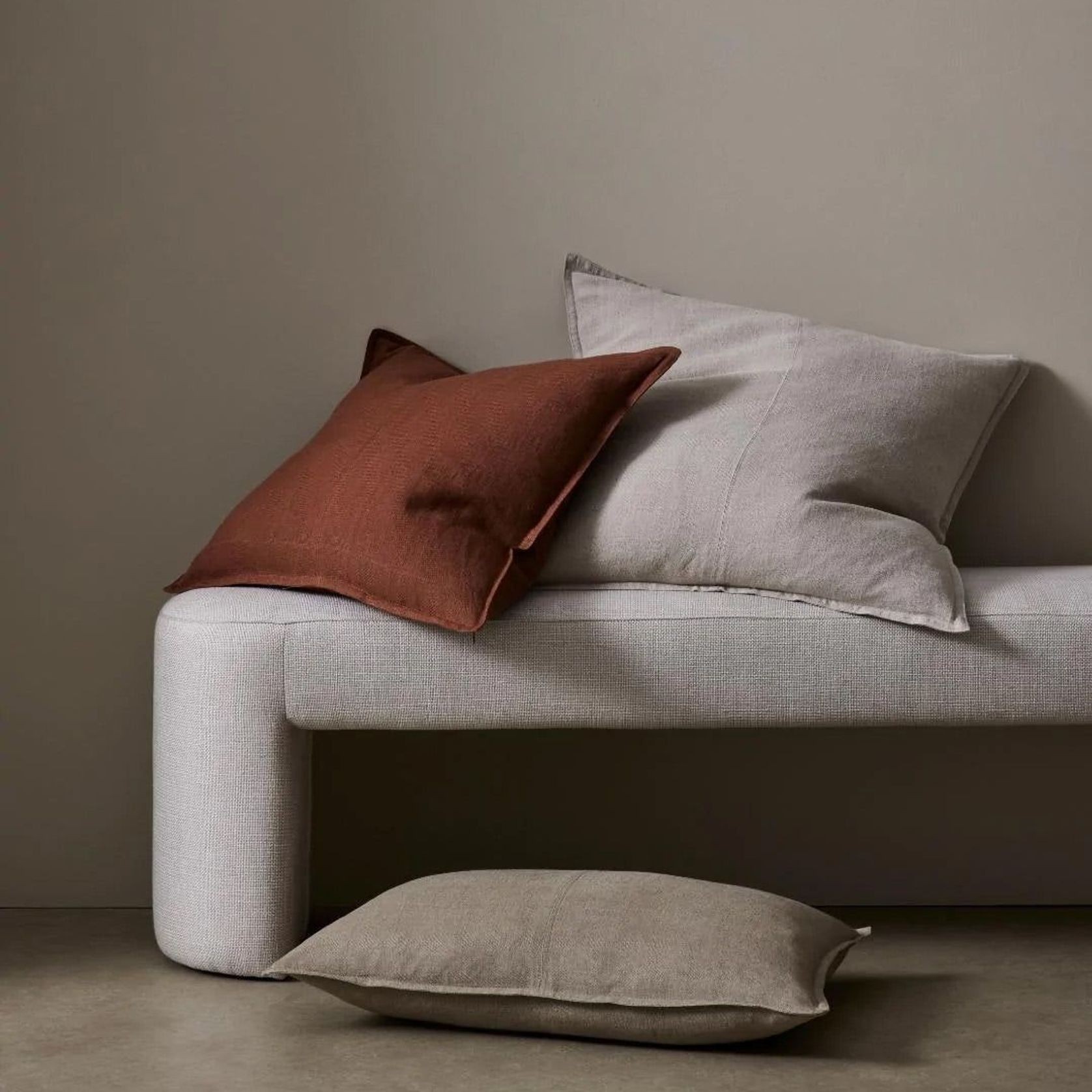 Weave Home European Linen Como Cushion - Tobacco | Three Sizes gallery detail image