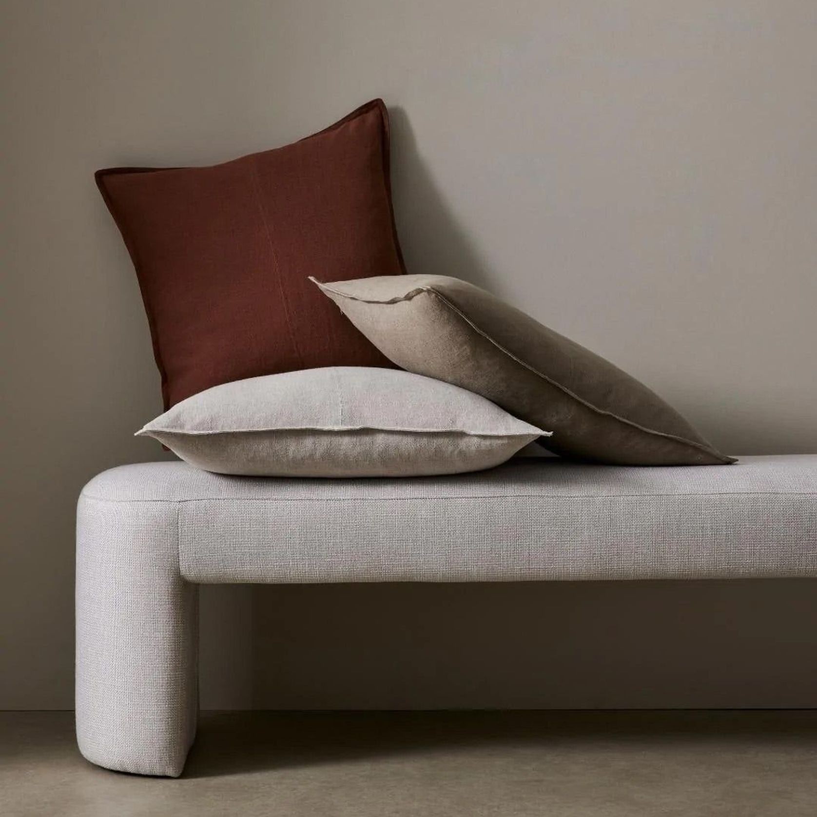 Weave Home European Linen Como Cushion - Tobacco | Three Sizes gallery detail image