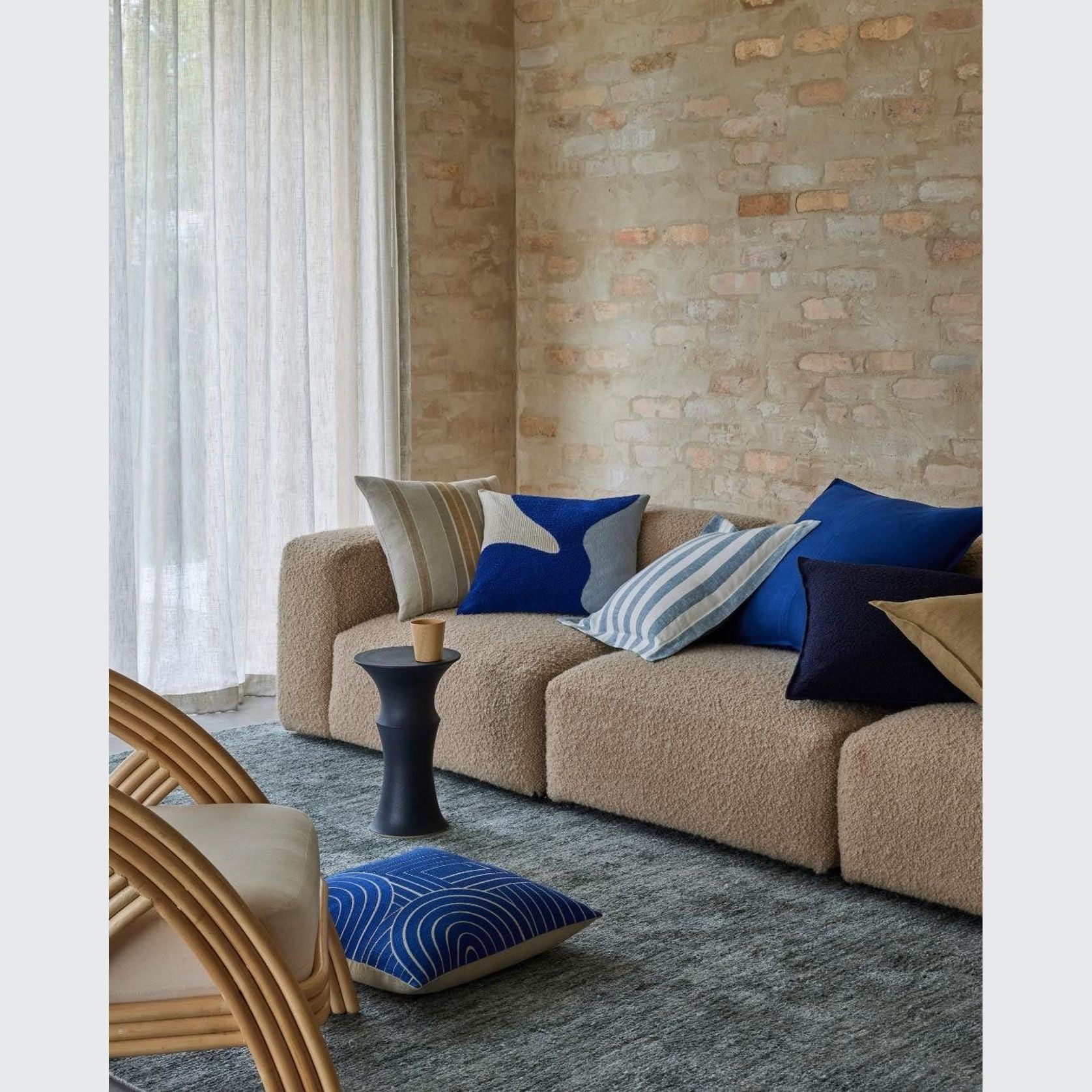Weave Home European Linen Como Cushion  - Cobalt | Three Sizes gallery detail image