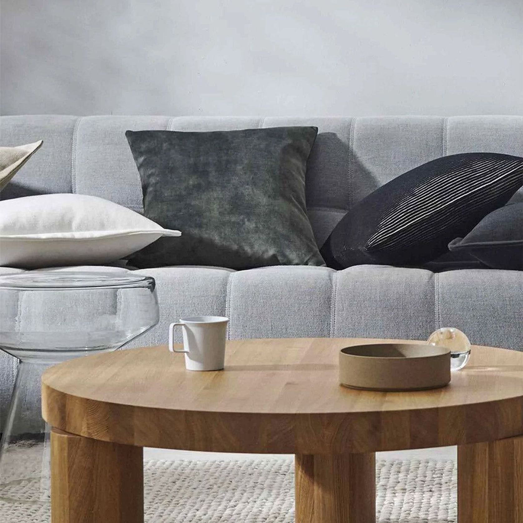 Weave Home Ava Velvet Cushion - Coal | 50 x 50cm gallery detail image