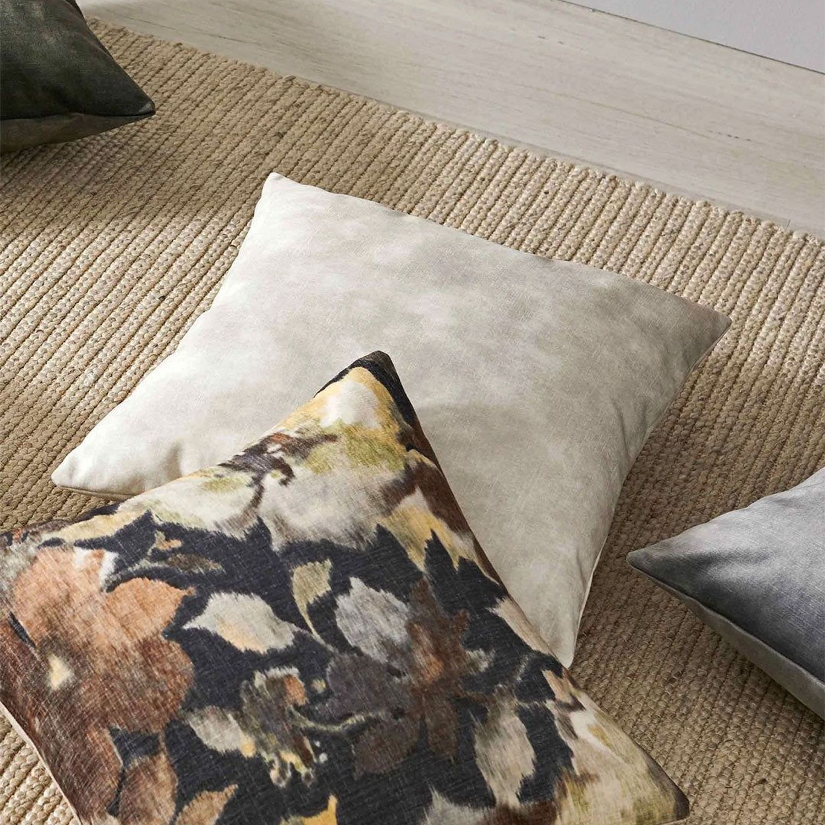 Weave Home Ava Velvet Cushion - Ecru | 50 x 50cm gallery detail image