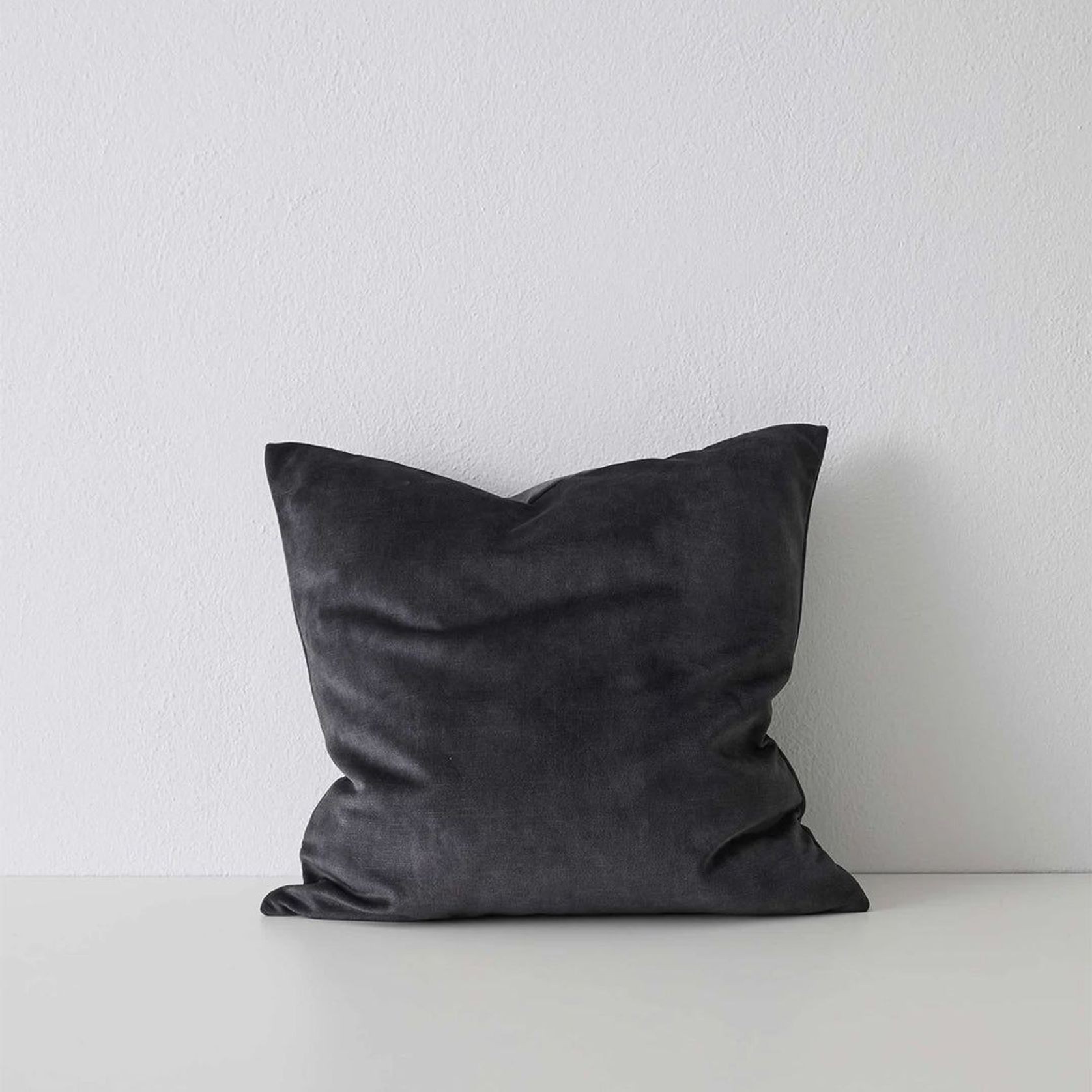 Weave Home Ava Velvet Cushion - Coal | 50 x 50cm gallery detail image