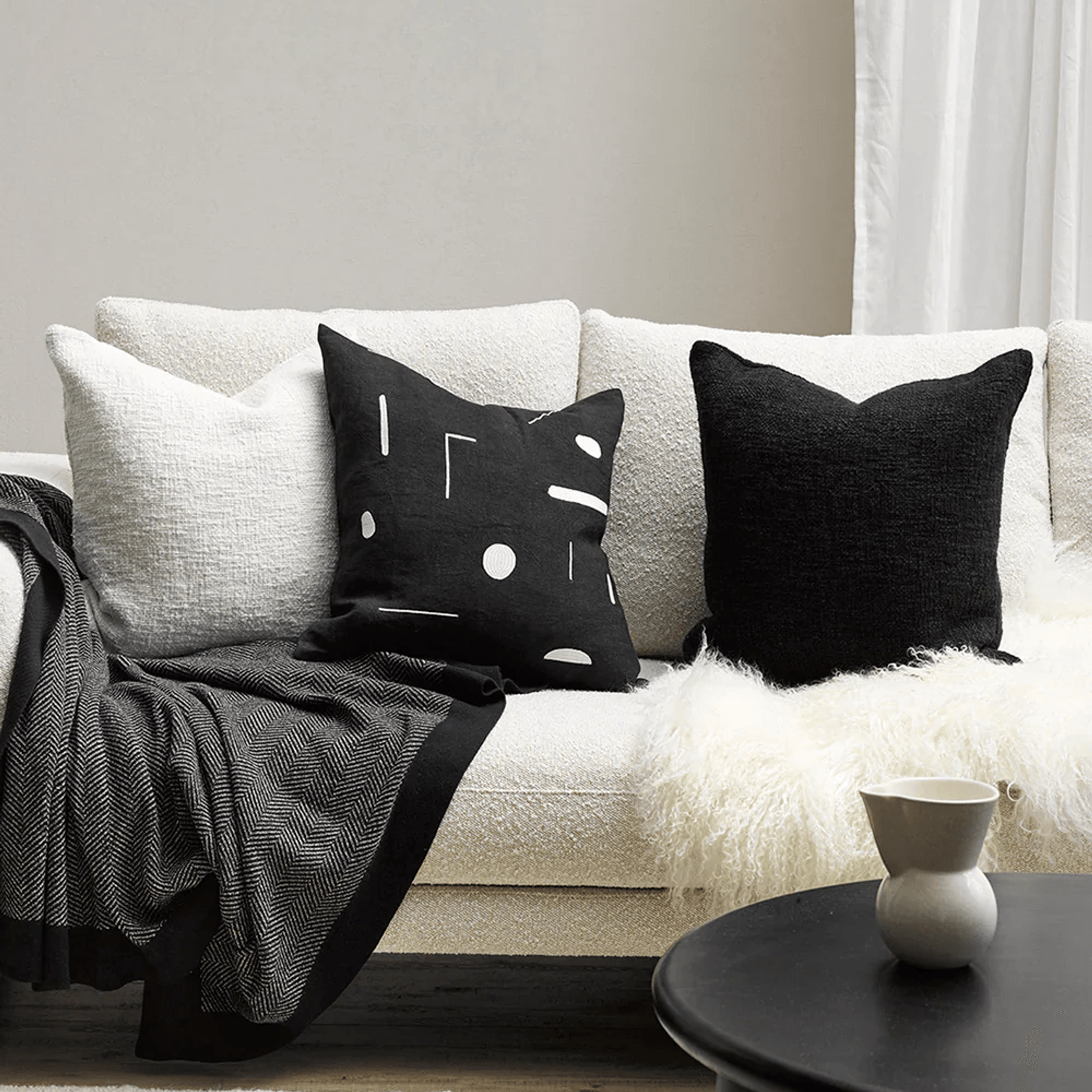 Baya Cyprian Cushion - Black | 50 x 50cm gallery detail image