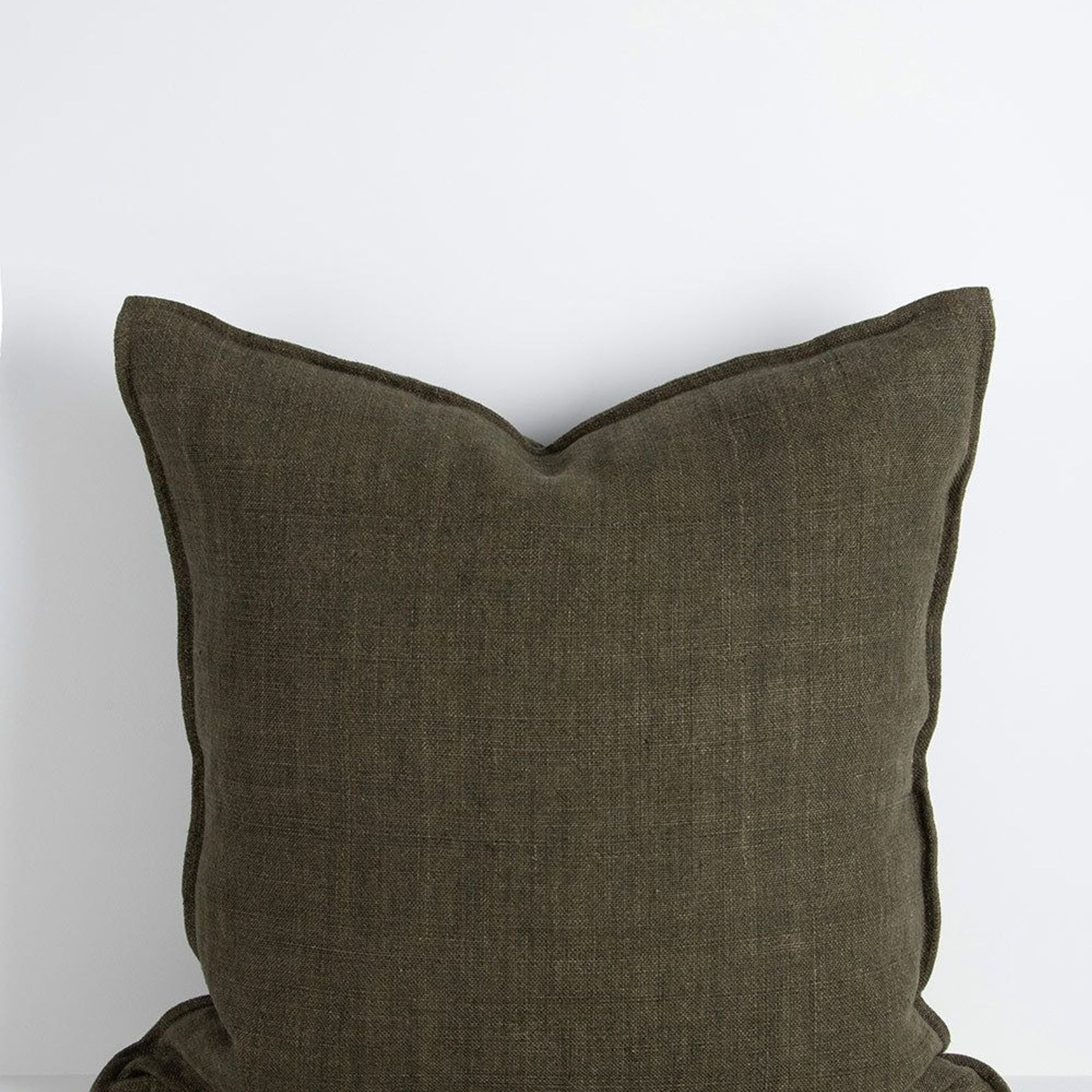 Baya Flaxmill Handwoven Linen Cushion - Winter Moss | Two Sizes gallery detail image