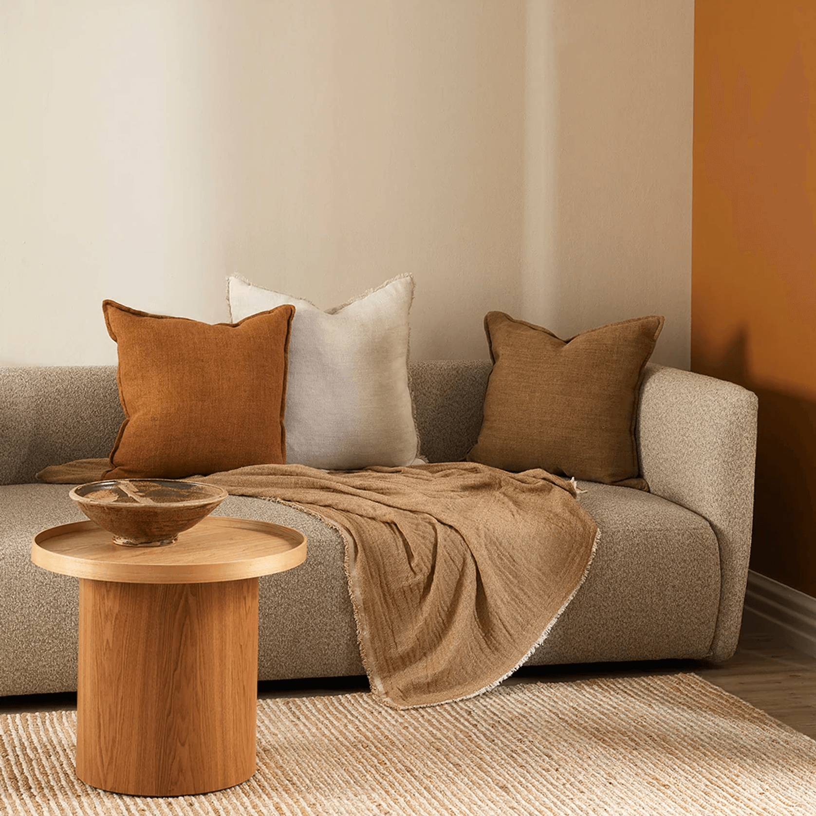 Baya Flaxmill Handwoven Linen Cushion - Pecan gallery detail image