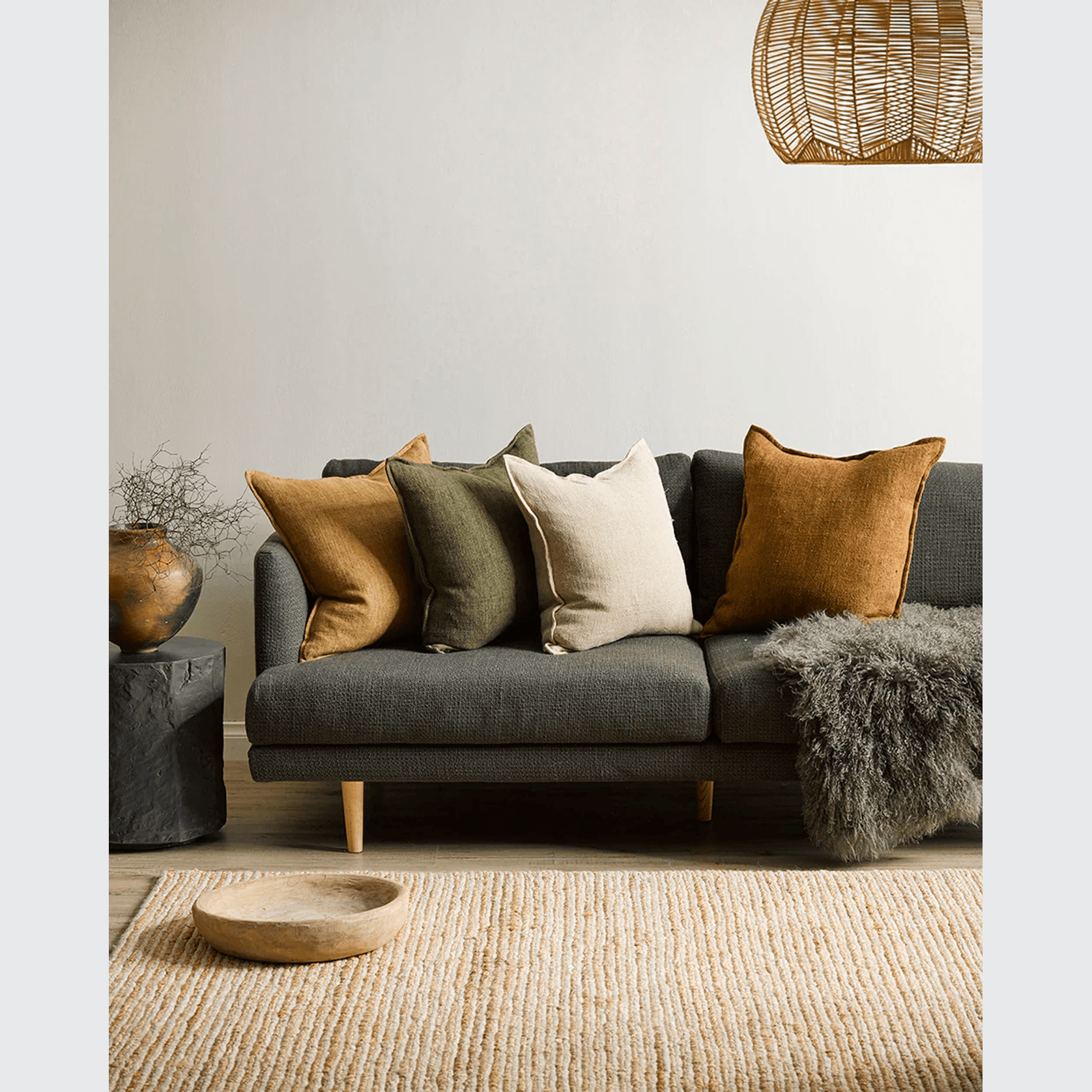 Baya Flaxmill Handwoven Linen Cushion - Pecan gallery detail image