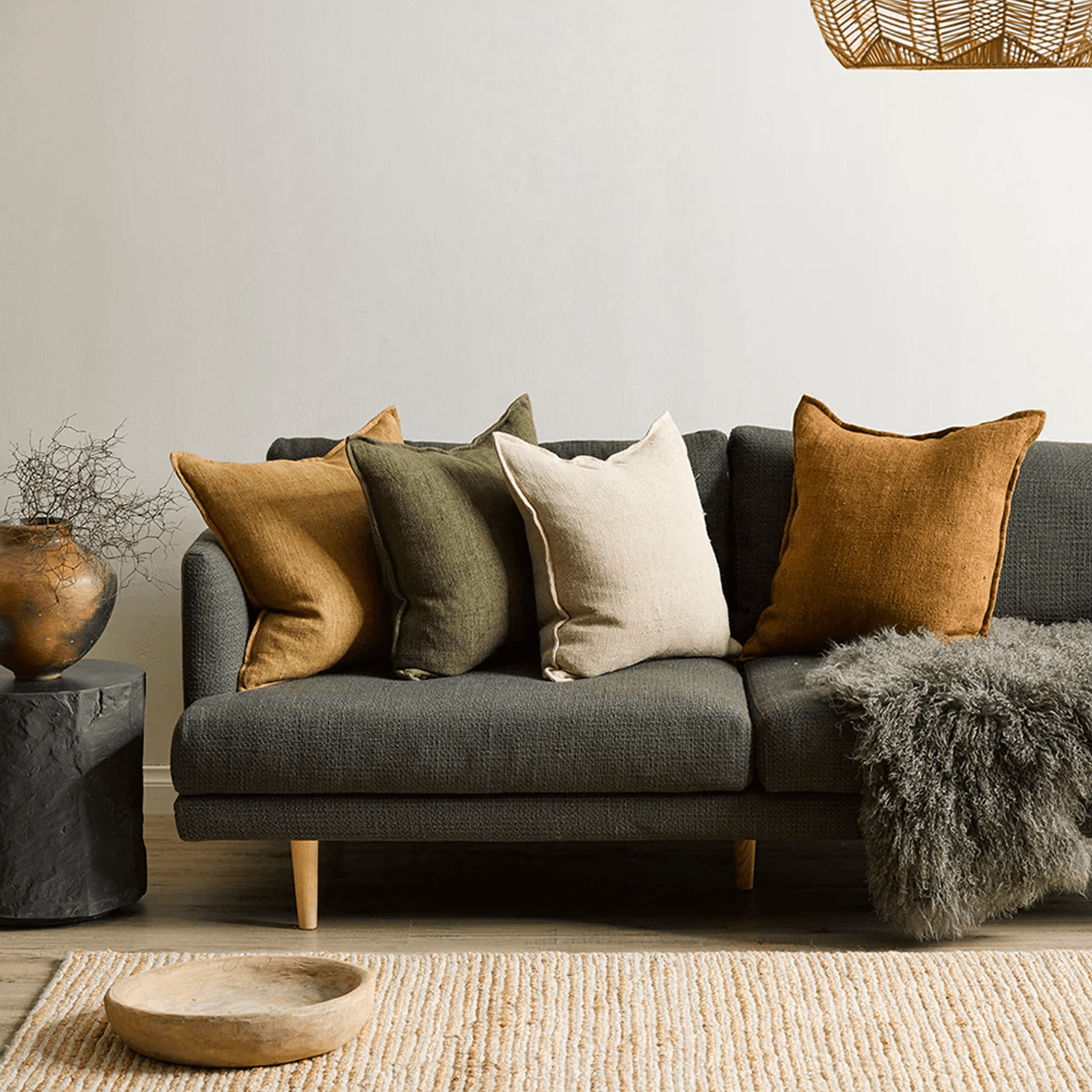 Baya Flaxmill Handwoven Linen Cushion - Pecan gallery detail image