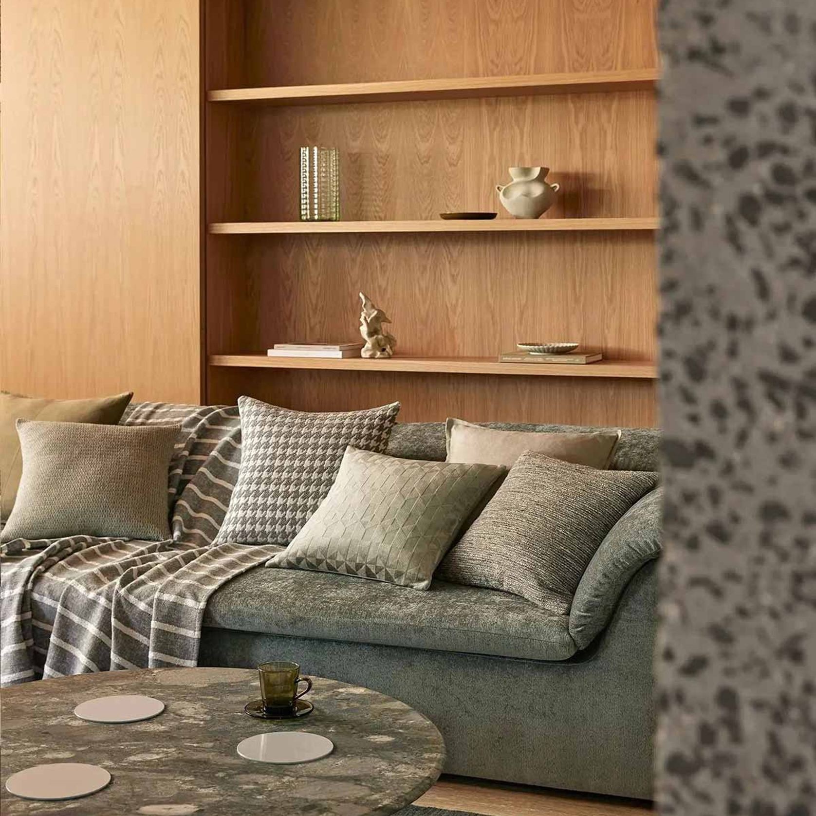 Weave Home Giovanni Cushion - Mist | Bouclé Houndstooth gallery detail image