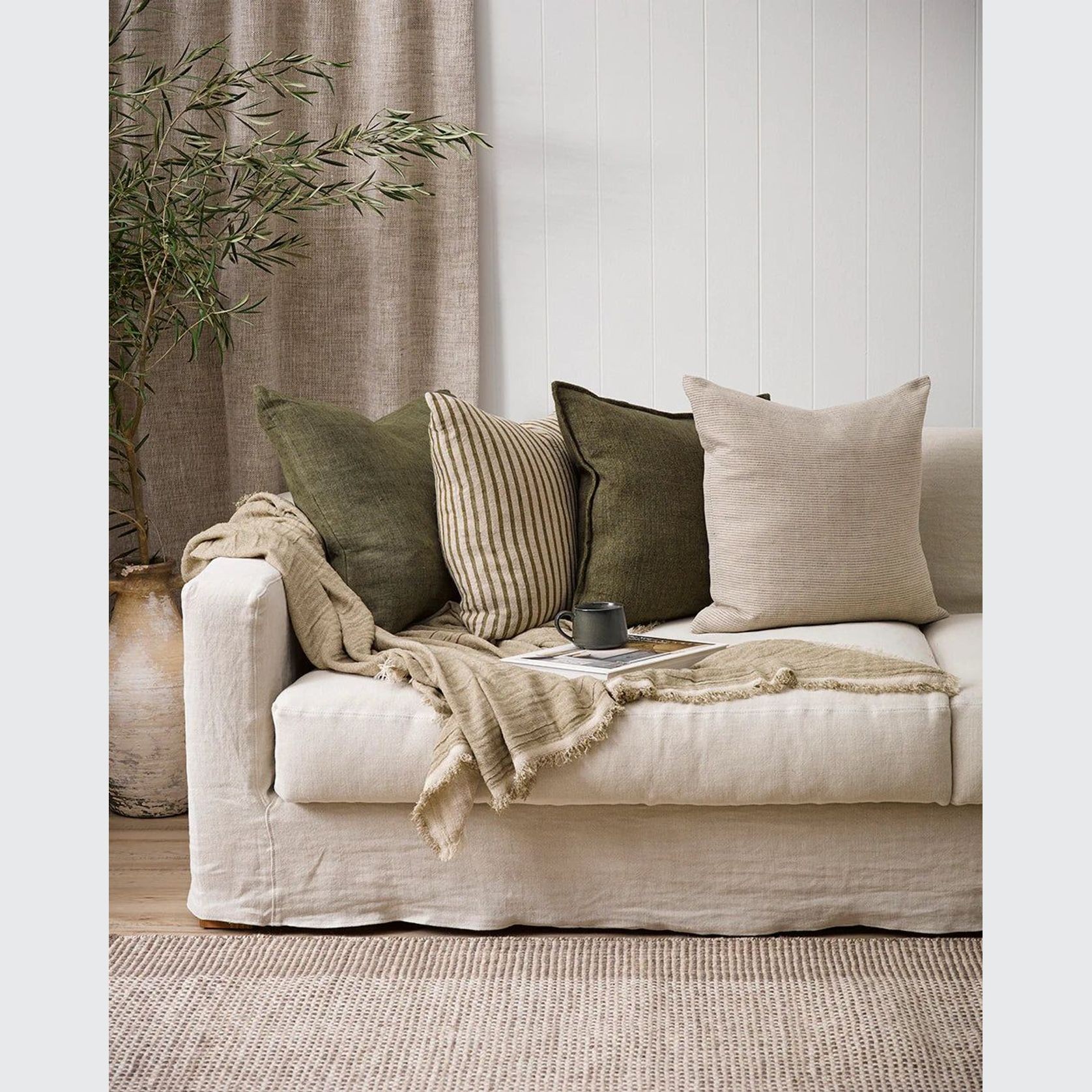 Baya Sandridge Cushion - Linen/Khaki | 100% Linen gallery detail image