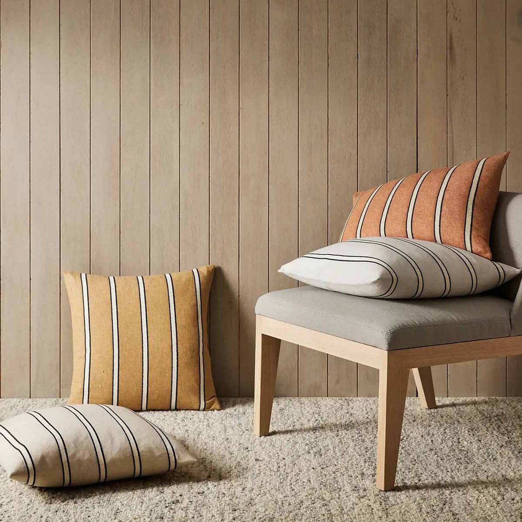 Weave Home Vinnie Striped Cushion - Glacier | Square and Lumbar gallery detail image