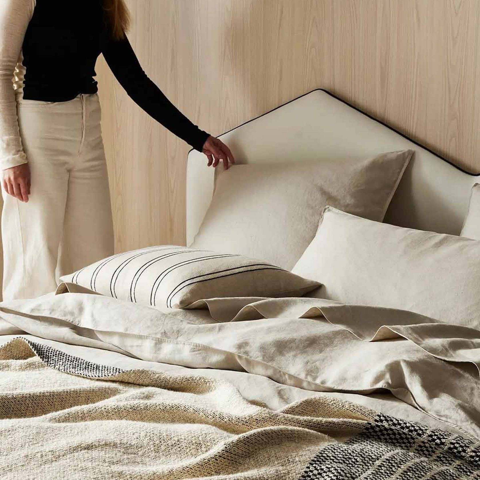 Weave Home Vinnie Striped Cushion - Glacier | Square and Lumbar gallery detail image