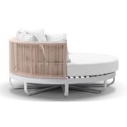 Cannes Outdoor Round Daybed in White with Cream Rope gallery detail image