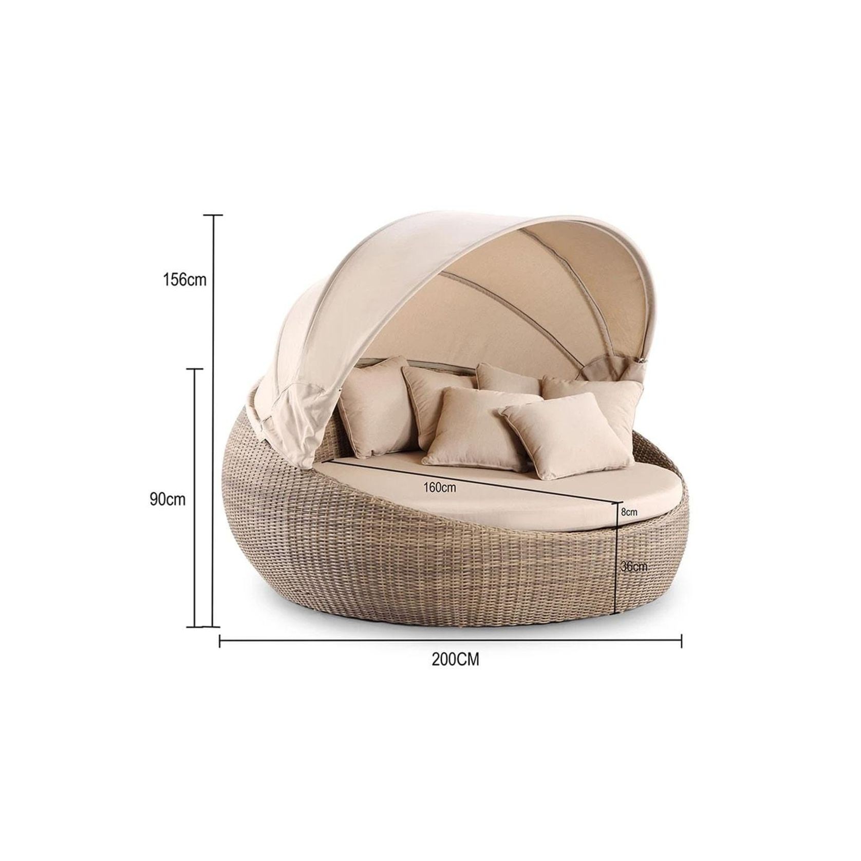 Large Newport - Wicker Outdoor Day Bed with Canopy gallery detail image