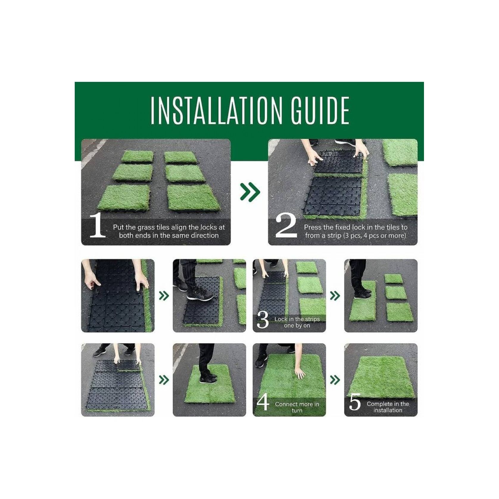Artificial Grass Deck Tiles 300*300*20 - pack of 10 gallery detail image