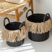 Fringed Seagrass Baskets 2 Piece Set gallery detail image