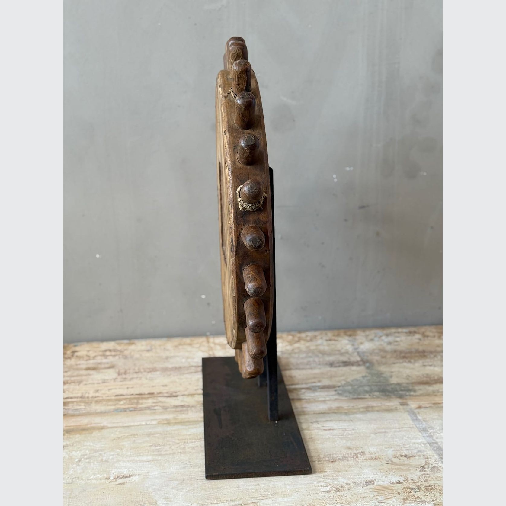 Large Antique Mounted Wooden Cog gallery detail image