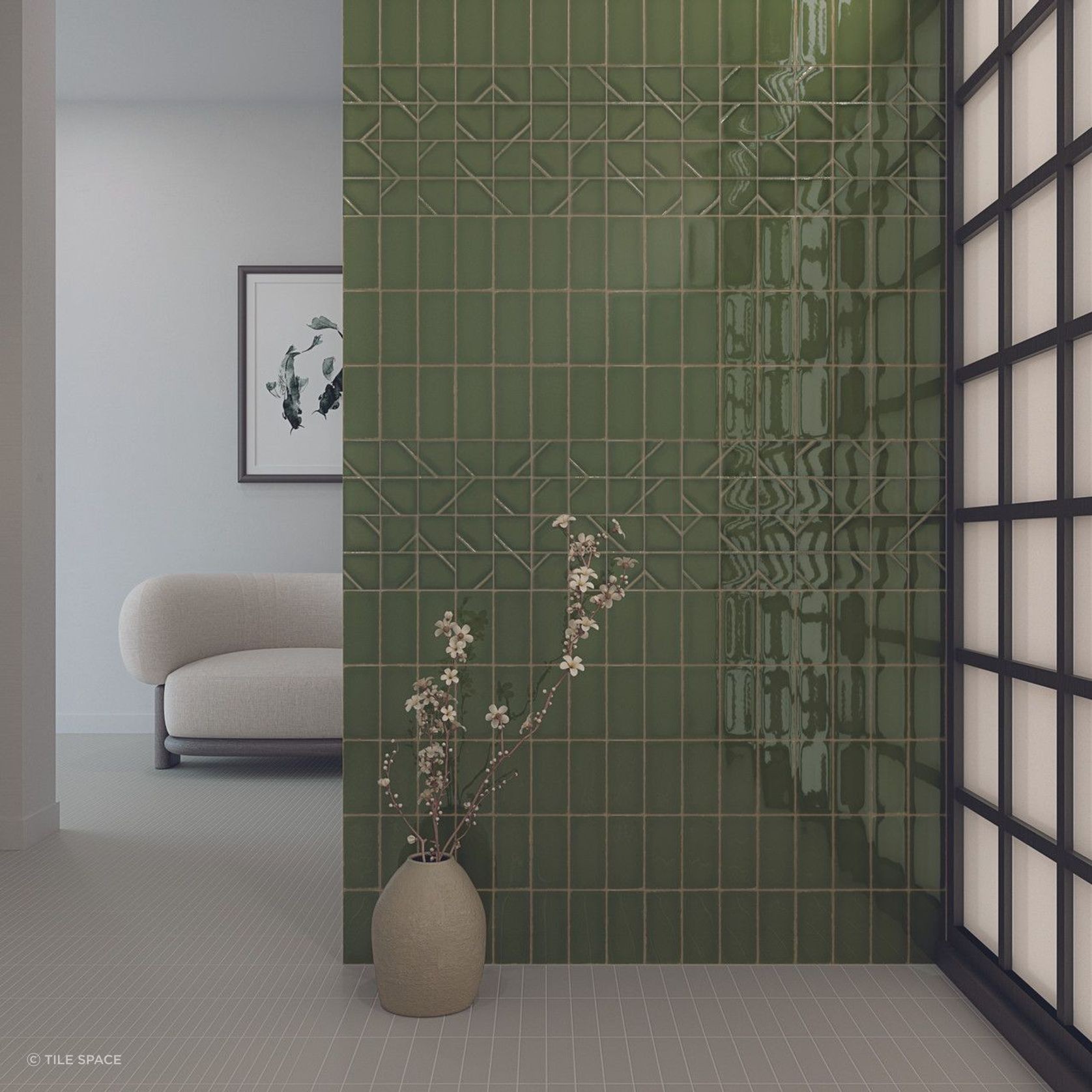 Yoko | Origami Moss Gloss | 62x125 gallery detail image