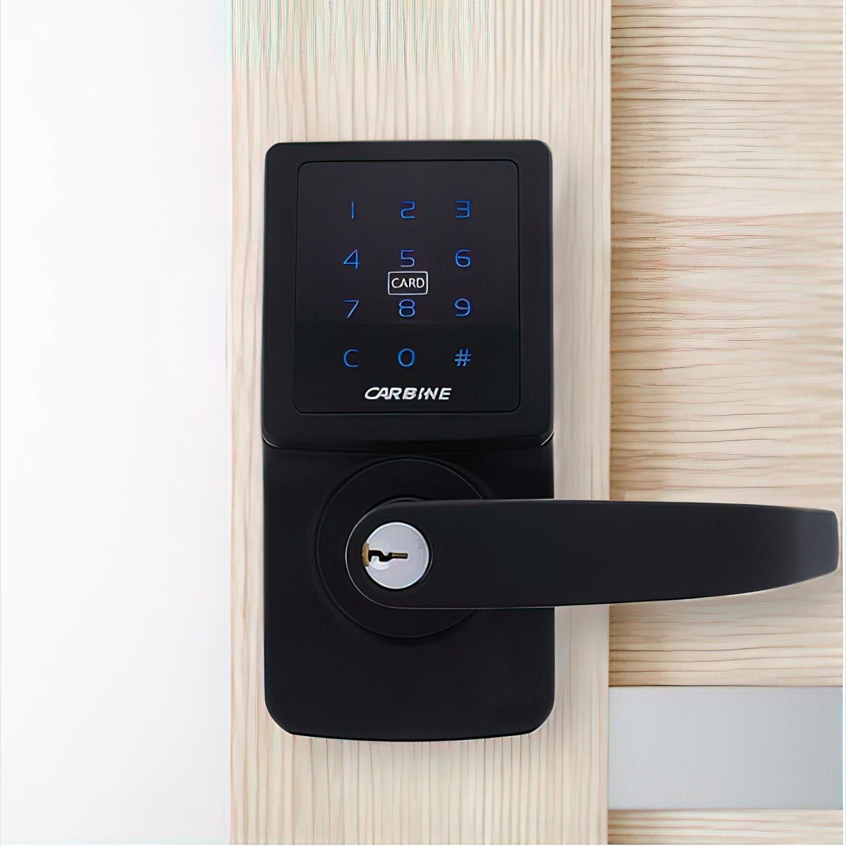 Carbine Electronic Door Lever Set Touch Screen Matt Black CEL-3IN-1MB8MBKIT gallery detail image