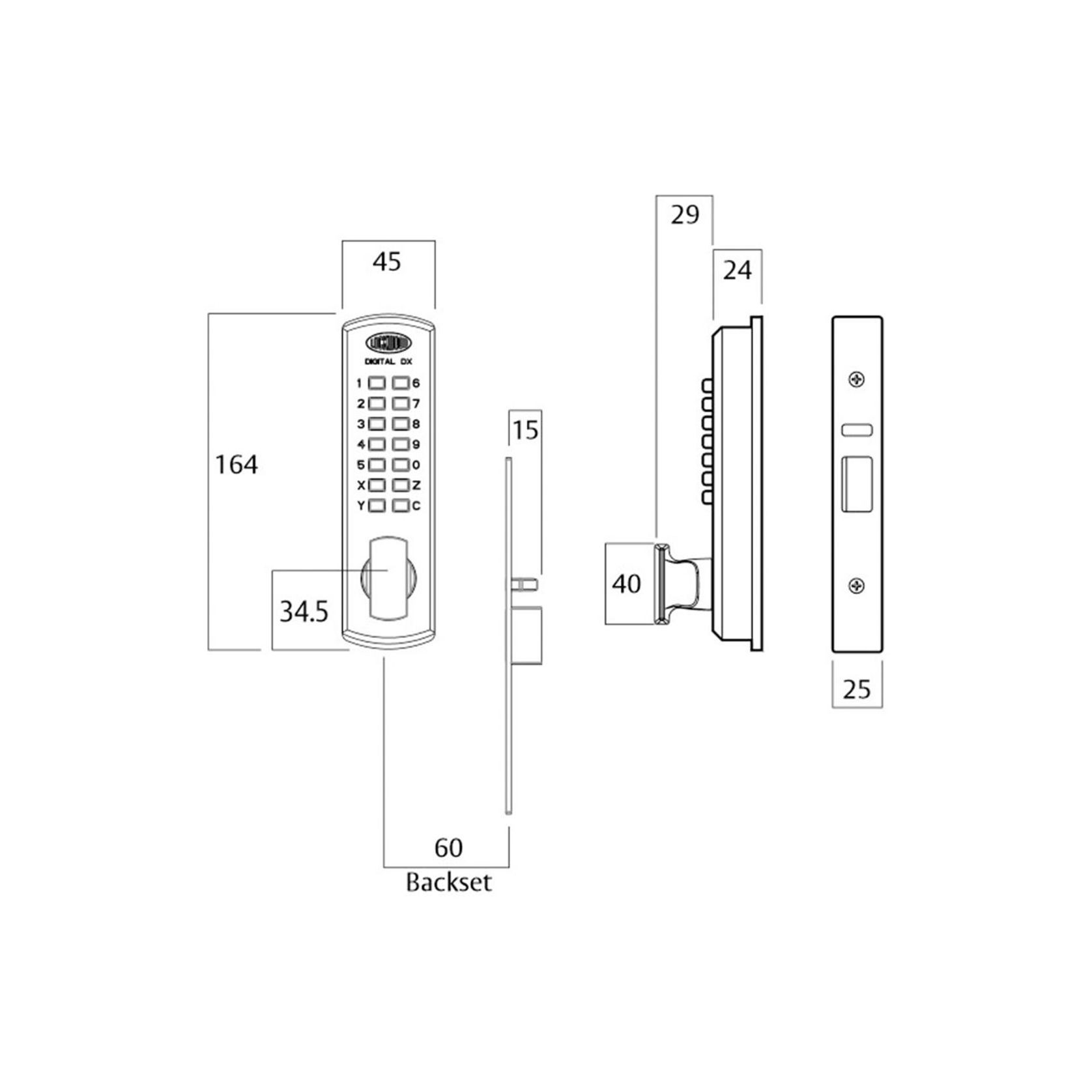 Lockwood Digital Door Lock 60mm Mortice LH 3572DXLSC gallery detail image