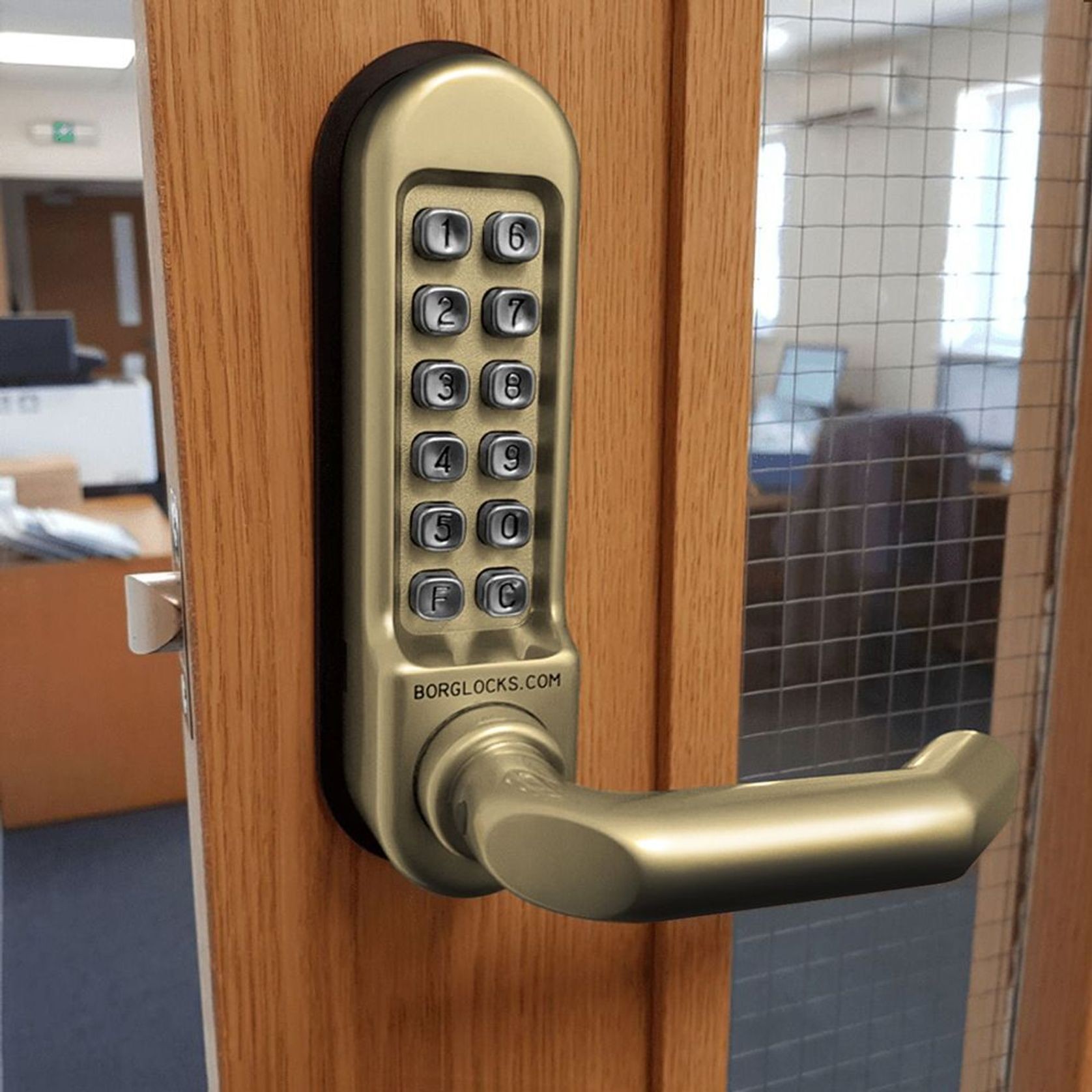 Borg Digital Door Lock Keyless Entry Fire Rated Polished Brass BL5001PB gallery detail image