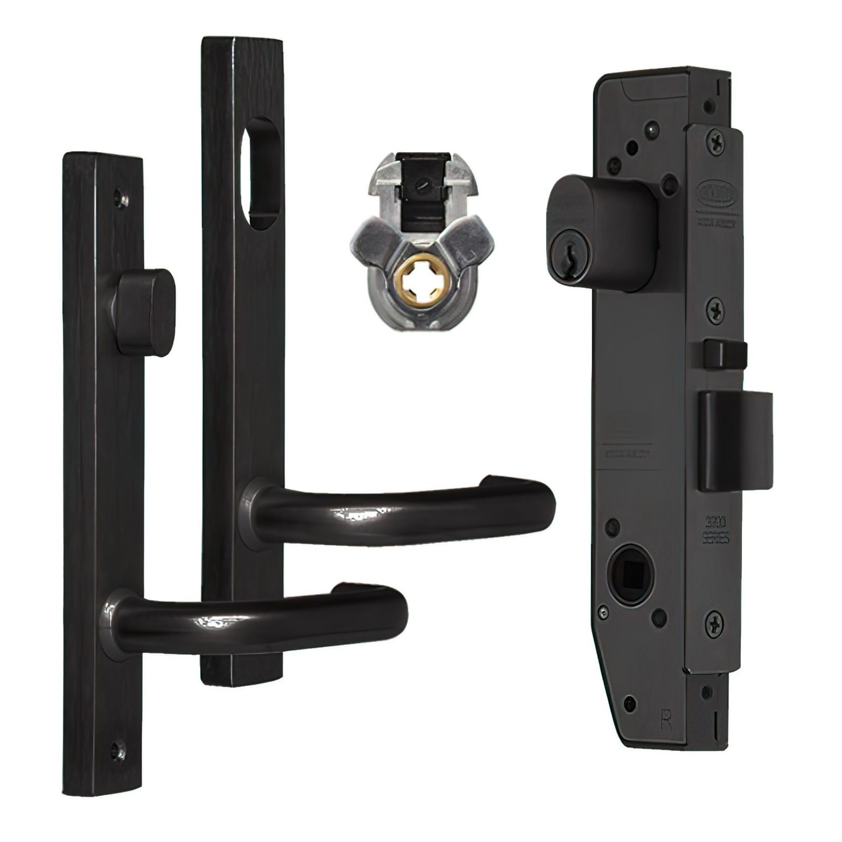 Lockwood Narrow Mortice Lock Kit Cyl/Turn/Handles Black gallery detail image