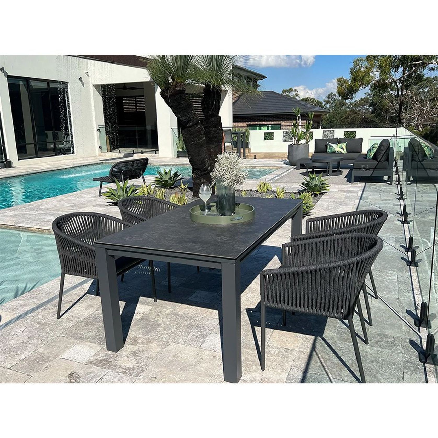 Adele Ceramic Outdoor table with 4x Gizella Chairs gallery detail image