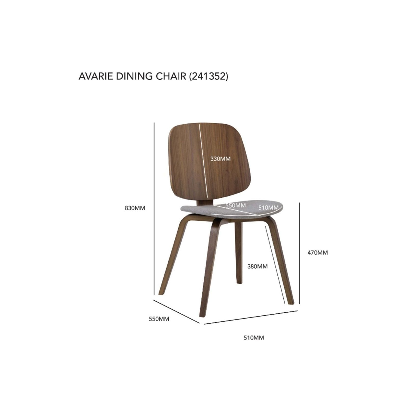 AVARIE Dining Chair - Grey & Walnut gallery detail image
