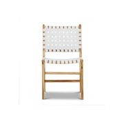 Lazie Leather Strapping Dining Chair | Set of 2 | Teak & White gallery detail image