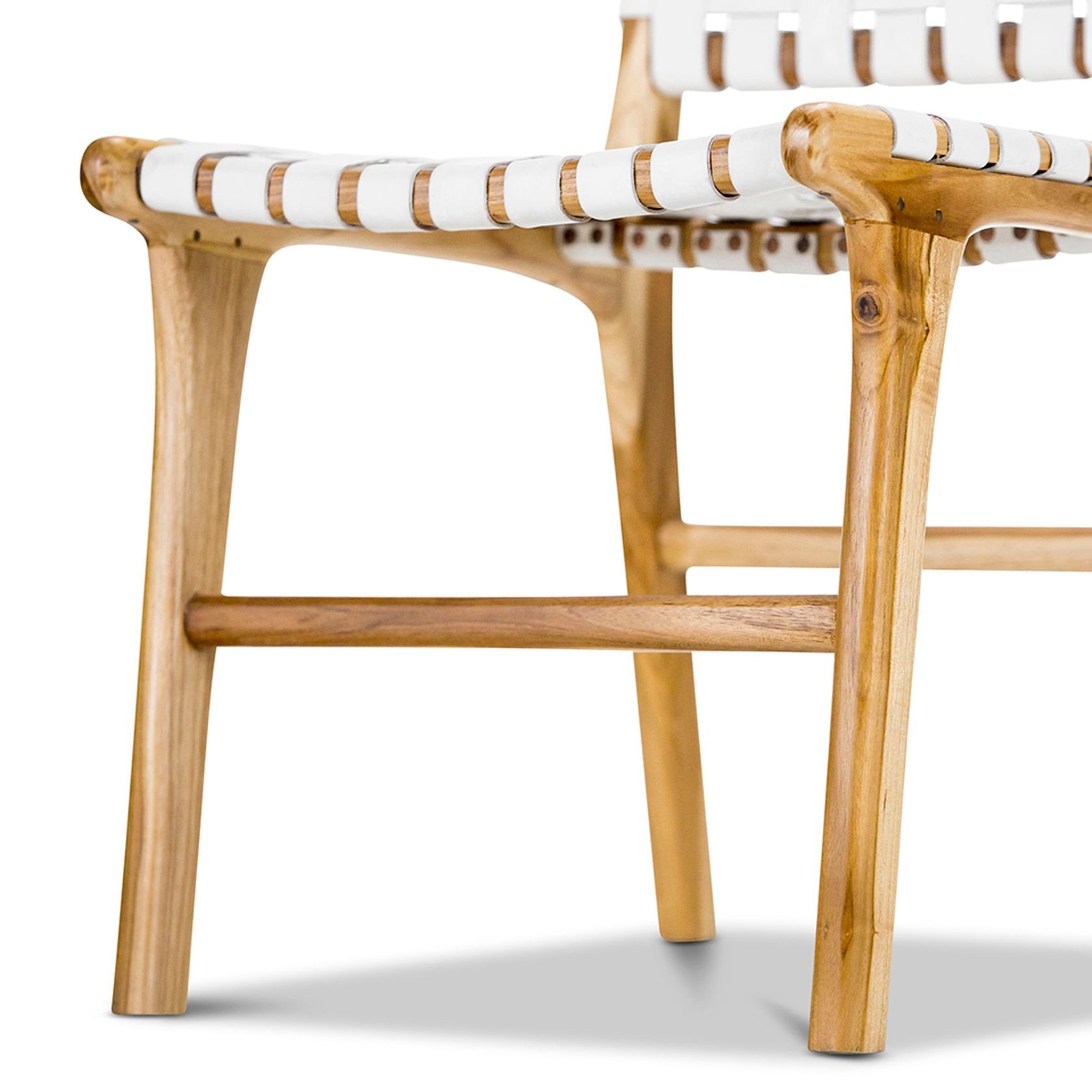 Lazie Leather Strapping Dining Chair Set of 2 Teak & White